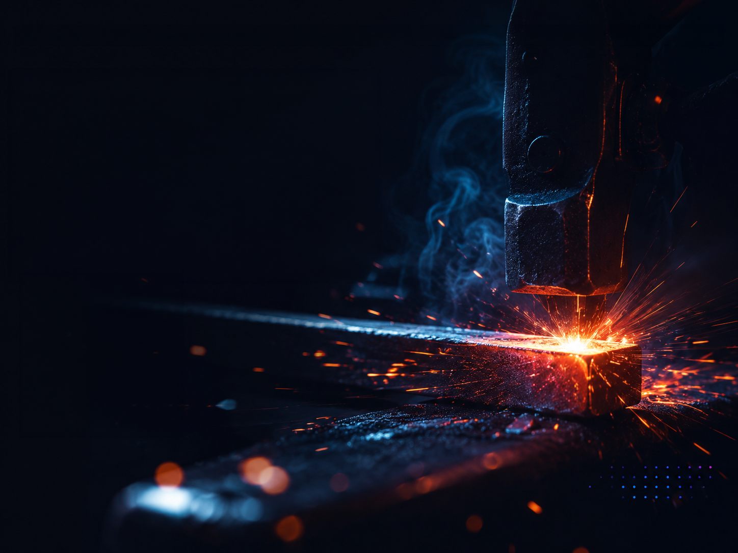 Sparks flying as hot metal is forged